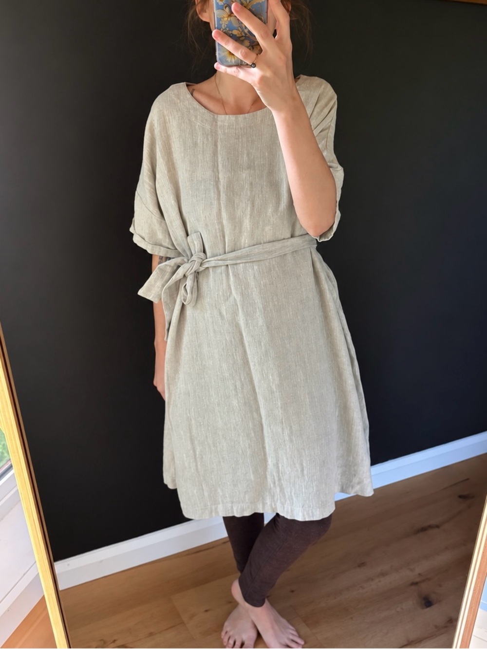 Not Perfect Linen - RENNES Dress - Natural Oversized Midi Dress - One Size - Picture 6 of 7